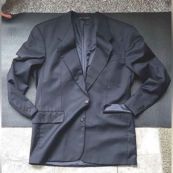 Hugo Boss Dark Thunder Blue 💯 Wool Dress Blazersize 39like new
